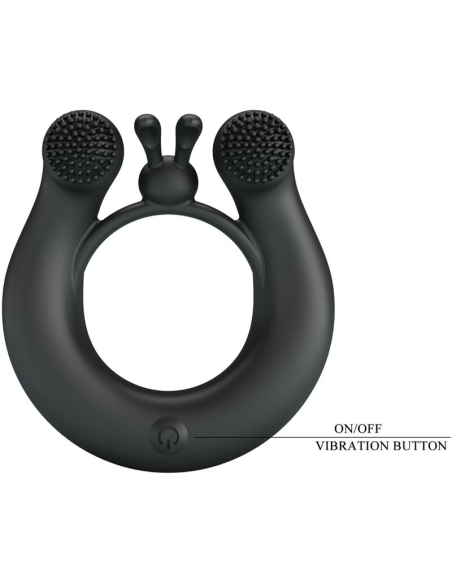 PRETTY LOVE - DAHLIA ANILLO VIBRADOR ESTIMULADOR DE CLÍTOIS 12 VIBRACIONES NEGRO