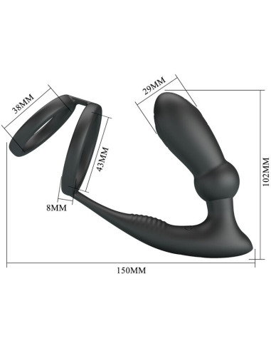 PRETTY LOVE - EMONI ANILLO PENE PLUG ANAL 12 VIBRACIONES NEGRO