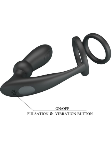 PRETTY LOVE - EMONI ANILLO PENE PLUG ANAL 12 VIBRACIONES NEGRO