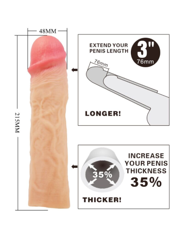 PRETTY LOVE - DEREK FUNDA PENE CON EXTENSIÓN DE 7.6 CM NATURAL