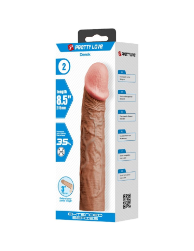 PRETTY LOVE - DEREK FUNDA PENE CON EXTENSIÓN DE 7.6 CM MULATO