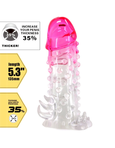 PRETTY LOVE - WILFORD FUNDA REALÍSTICA ALARGADORA CON RELIEVE PARA PENE ROSA