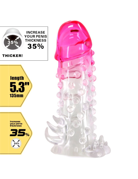 PRETTY LOVE - WILFORD FUNDA REALÍSTICA ALARGADORA CON RELIEVE PARA PENE ROSA
