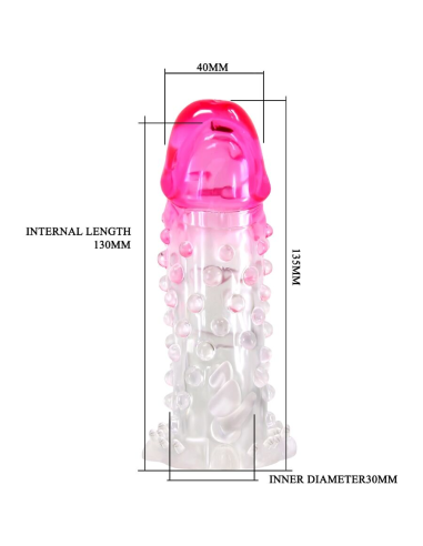 PRETTY LOVE - WILFORD FUNDA REALÍSTICA ALARGADORA CON RELIEVE PARA PENE ROSA