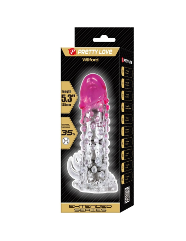 PRETTY LOVE - WILFORD FUNDA REALÍSTICA ALARGADORA CON RELIEVE PARA PENE ROSA
