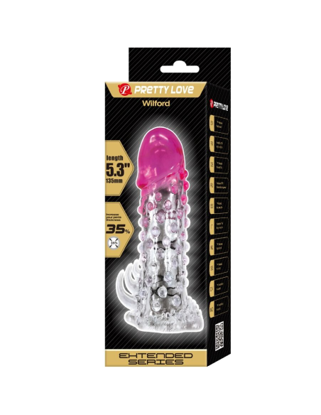 PRETTY LOVE - WILFORD FUNDA REALÍSTICA ALARGADORA CON RELIEVE PARA PENE ROSA