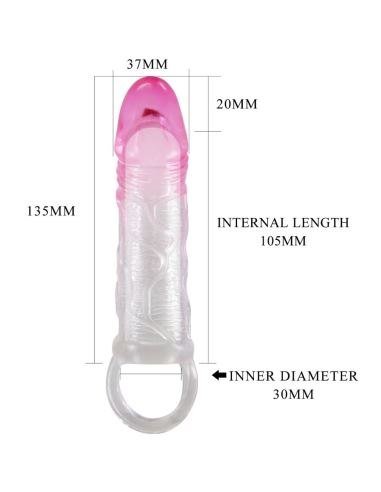 PRETTY LOVE - ODES FUNDA REALÍSTICA ALARGADORA DE 2 CM PARA PENE ROSA