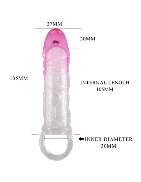 PRETTY LOVE - ODES FUNDA REALÍSTICA ALARGADORA DE 2 CM PARA PENE ROSA