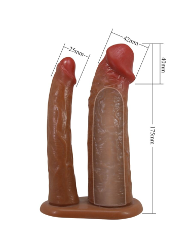 PRETTY LOVE - YAIRON FUNDA PARA PENE DOBLE CON EXTENSIÓN DE 4 CM MULATO