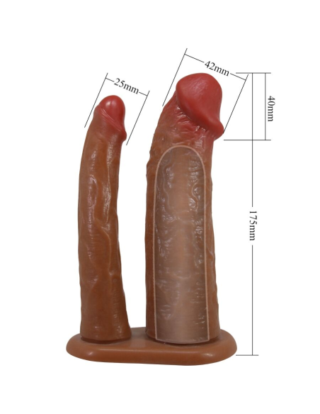 PRETTY LOVE - YAIRON FUNDA PARA PENE DOBLE CON EXTENSIÓN DE 4 CM MULATO