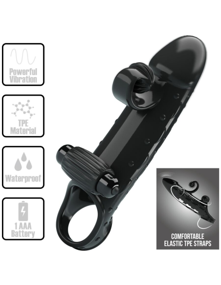 ROMANCE - FUNDA PARA PENE CON VIBRACIÓN NEGRO