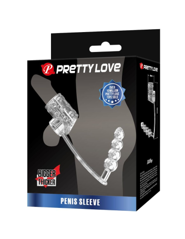 PRETTY LOVE - FUNDA PARA PENE CON PLUG ANAL TRANSPARENTE