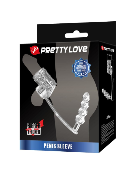 PRETTY LOVE - FUNDA PARA PENE CON PLUG ANAL TRANSPARENTE