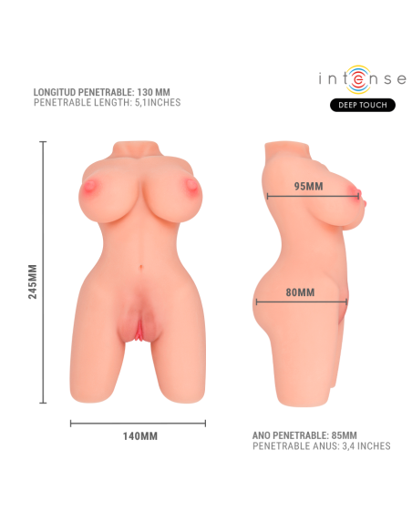 INTENSE DEEP TOUCH - JESSE TORSO MASTURBADOR MULTIPOSICIÓN DOBLE VAGINA and ANO