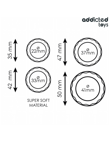 ADDICTED TOYS - SET ANILLOS PENE TEXTURIZADOS 4 TAMAÑOS