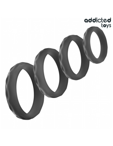 ADDICTED TOYS - SET ANILLOS PENE TEXTURIZADOS 4 TAMAÑOS