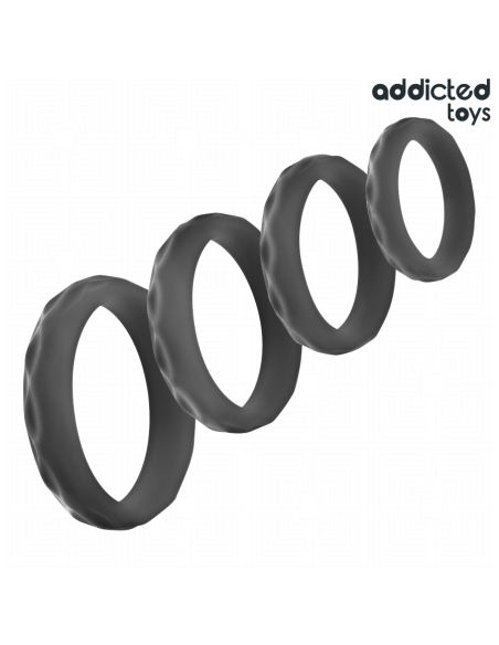 ADDICTED TOYS - SET ANILLOS PENE TEXTURIZADOS 4 TAMAÑOS