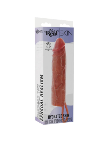 GET REAL - FUNDA HYDRATED SKIN DE SILICONA PARA PENE CARAMELO 20 CM