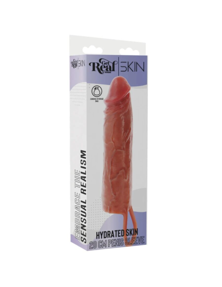 GET REAL - FUNDA HYDRATED SKIN DE SILICONA PARA PENE CARAMELO 20 CM