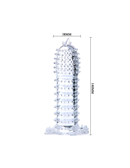 BAILE - FUNDA PARA PENE CON PUNTOS ESTIMULANTES MORADO 14 CM