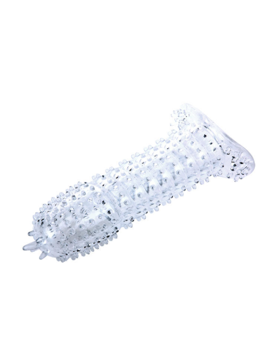BAILE - FUNDA PARA PENE CON PUNTOS ESTIMULANTES TRANSPARENTE 14 CM