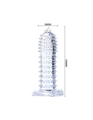 BAILE - FUNDA PARA PENE CON PUNTOS ESTIMULANTES TRANSPARENTE 14 CM