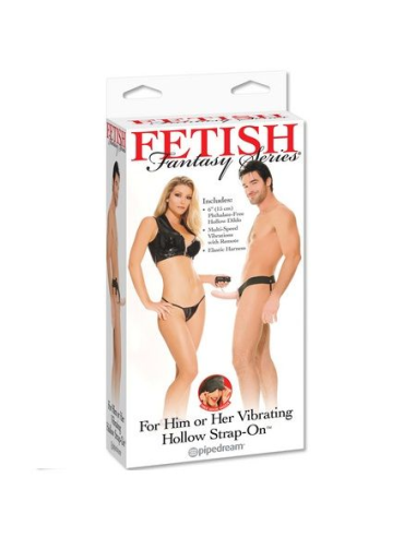 FETISH FANTASY SERIES - ARNÉS HUECO VIBRADOR PARA EL Y ELLA NATURAL 14CM