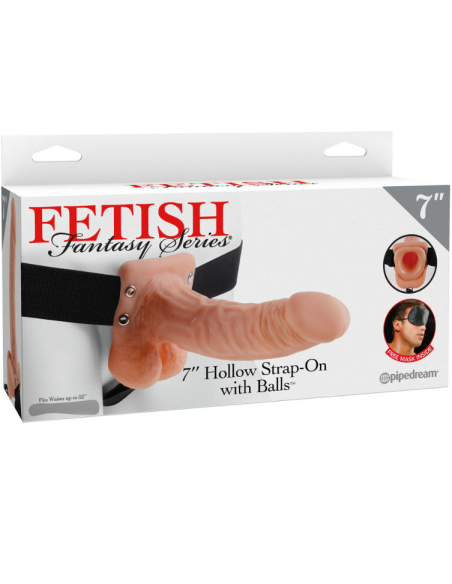 FETISH FANTASY SERIES - 7 HOLLOW STRAP-ON WITH BALLS 17.8CM NATURAL