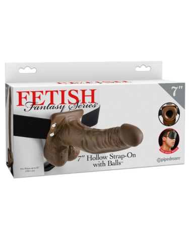 FETISH FANTASY SERIES - STRAP-ON HUECO CON TESTÍCULOS 17.8 CM