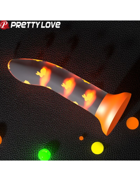 PRETTY LOVE - MAGICAL NIGHTFALL DILDO SIN VIBRACIÓN LUMINOSO NARANJA