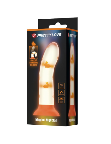 PRETTY LOVE - MAGICAL NIGHTFALL DILDO SIN VIBRACIÓN LUMINOSO NARANJA
