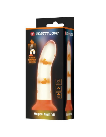PRETTY LOVE - MAGICAL NIGHTFALL DILDO SIN VIBRACIÓN LUMINOSO NARANJA