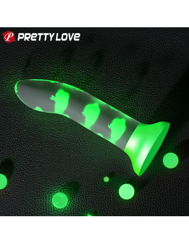 PRETTY LOVE - MAGICAL NIGHTFALL DILDO SIN VIBRACIÓN LUMINOSO VERDE