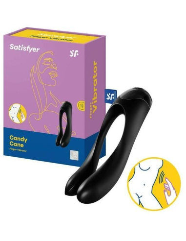 SATISFYER - CANDY CANE Vibrador Dedal Negro | SexPlace.MX