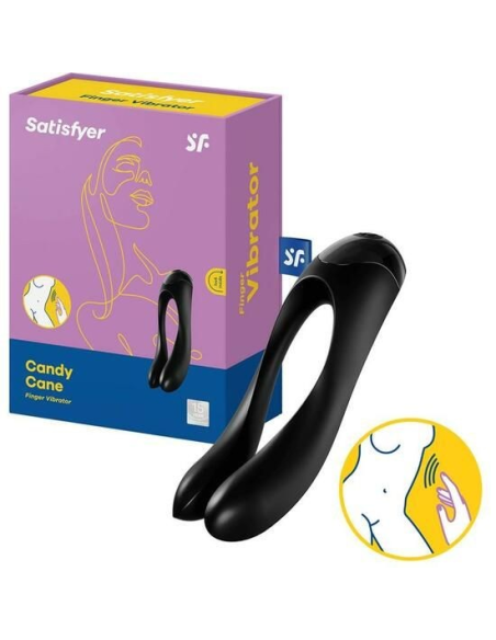 SATISFYER - CANDY CANE Vibrador Dedal Negro | SexPlace.MX