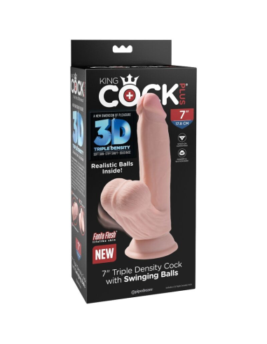 KING COCK - PLUS 3D DILDO SWINGING BALLS 15.2 CM NATURAL