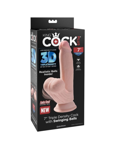 KING COCK - PLUS 3D DILDO SWINGING BALLS 15.2 CM NATURAL
