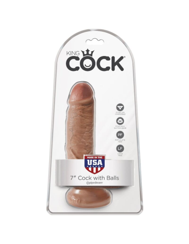 KING COCK - PENE REALÍSTICO CON TESTÍCULOS 13.2 CM CARAMELO
