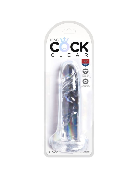 KING COCK - CLEAR PENE REALÍSTICO 15.5 CM TRANSPARENTE