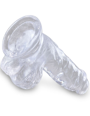 KING COCK - CLEAR PENE REALÍSTICO CON TESTÍCULOS 10.1 CM TRANSPARENTE