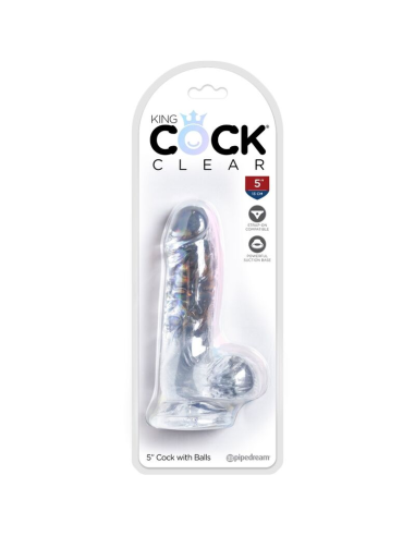 KING COCK - CLEAR PENE REALÍSTICO CON TESTÍCULOS 10.1 CM TRANSPARENTE