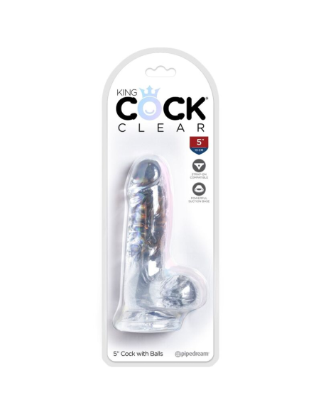 KING COCK - CLEAR PENE REALÍSTICO CON TESTÍCULOS 10.1 CM TRANSPARENTE