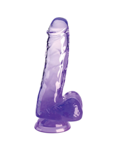 KING COCK - CLEAR PENE REALÍSTICO CON TESTÍCULOS 13.5 CM MORADO
