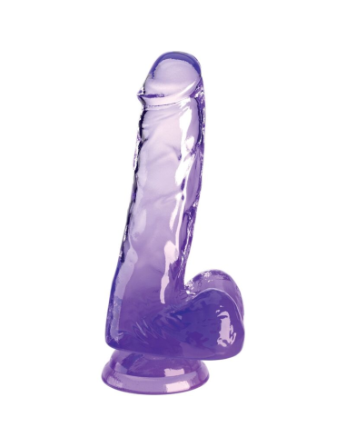KING COCK - CLEAR PENE REALÍSTICO CON TESTÍCULOS 13.5 CM MORADO