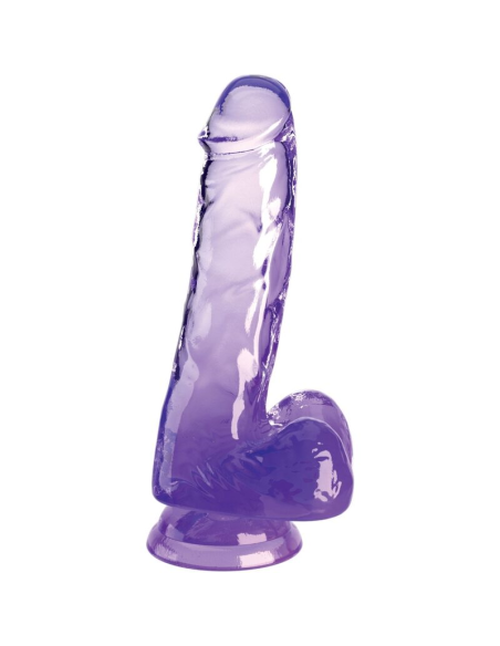 KING COCK - CLEAR PENE REALÍSTICO CON TESTÍCULOS 13.5 CM MORADO