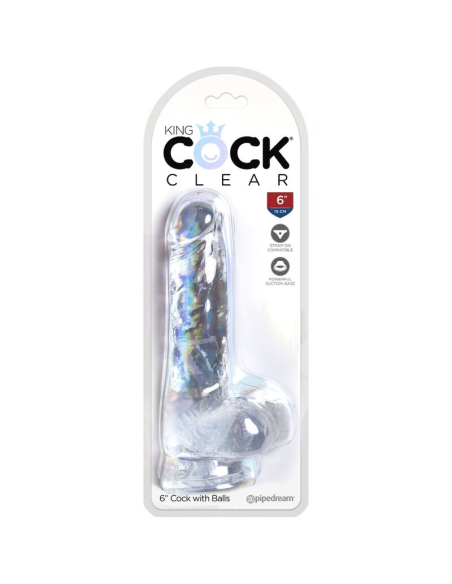 KING COCK - CLEAR PENE REALÍSTICO CON TESTÍCULOS 13.5 CM TRANSPARENTE