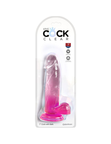 KING COCK - CLEAR PENE REALÍSTICO CON TESTÍCULOS 15.2 CM ROSA