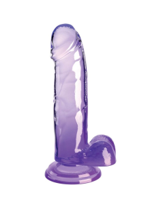 KING COCK - CLEAR PENE REALÍSTICO CON TESTÍCULOS 15.2 CM MORADO