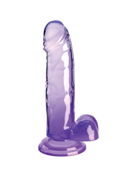 KING COCK - CLEAR PENE REALÍSTICO CON TESTÍCULOS 15.2 CM MORADO