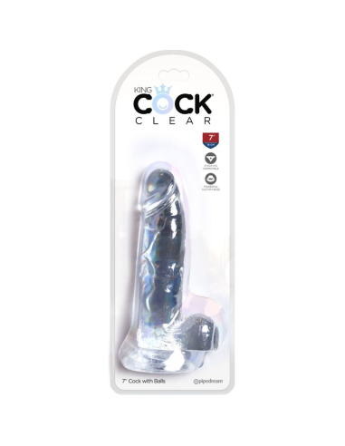 KING COCK - CLEAR PENE REALÍSTICO CON TESTÍCULOS 15.2 CM TRANSPARENTE